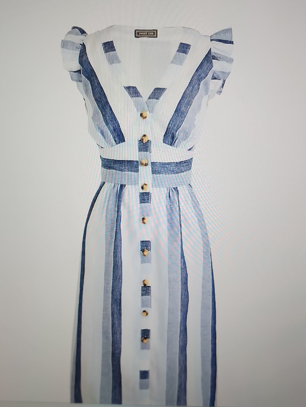 J Crew Linen Midi Dress 8 M Striped Boho Lagenlook Festival Praire Buttons